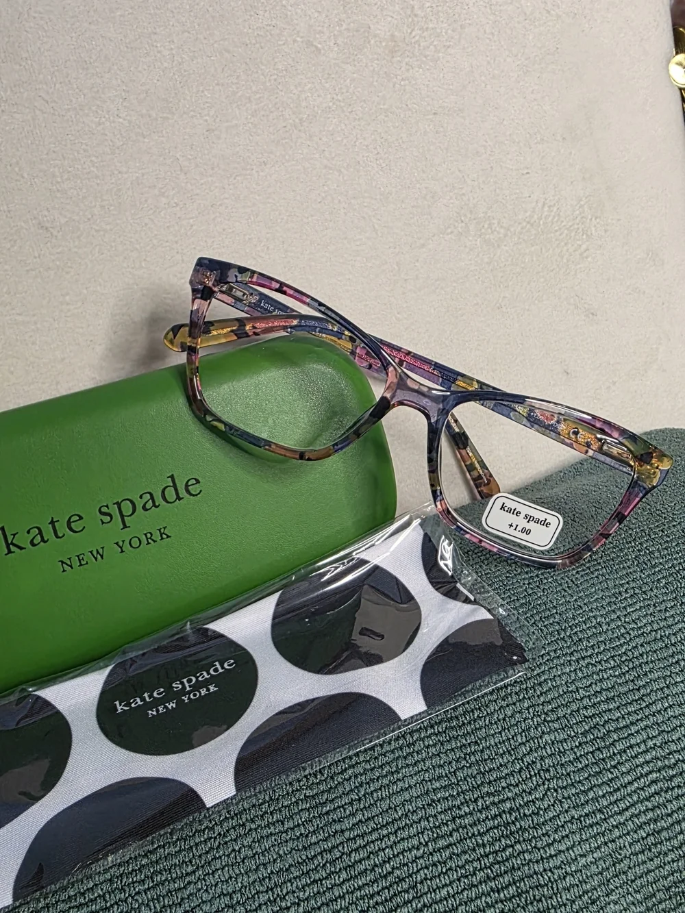 Kate Spade Pavao S6F +1.00 Reading Glasses Multicolor Pattern Hard Case Cloth